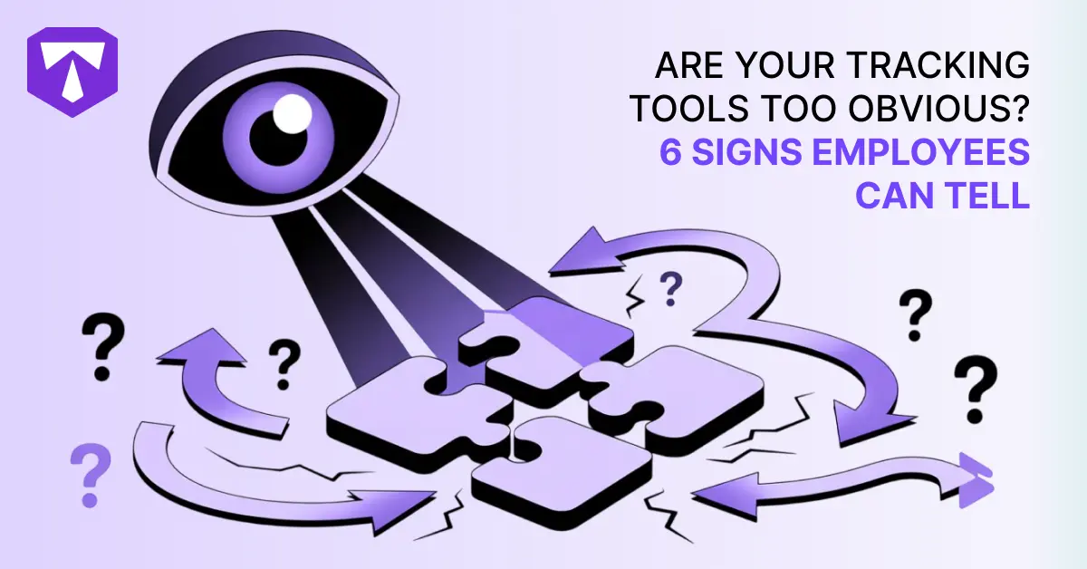 Workplace employee tracking tools illustration highlighting signs employees can detect monitoring systems and activity tracking